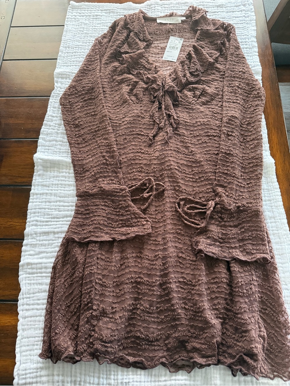 ASTR the Label Ruffle Mini Dress in Brown Size Medium NWT